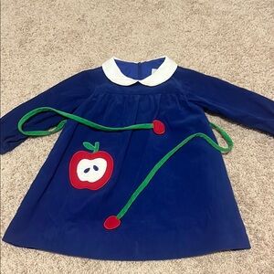 Florence Eiseman Blue Dress with Apple Design